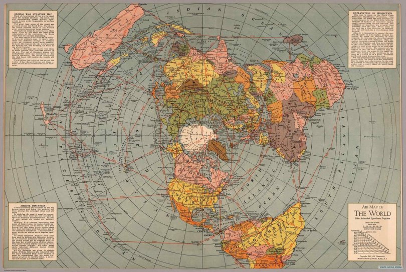 Карта плоской Земли